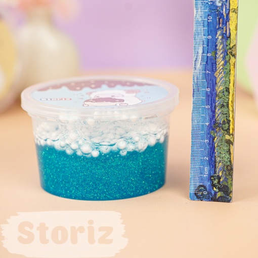 Слайм "Cute Lumb" голубые блёстки + шарики, 150 гр. STORIZ