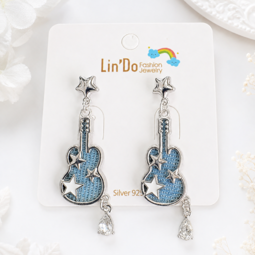 Серьги "Star guitar" голубой, 1шт