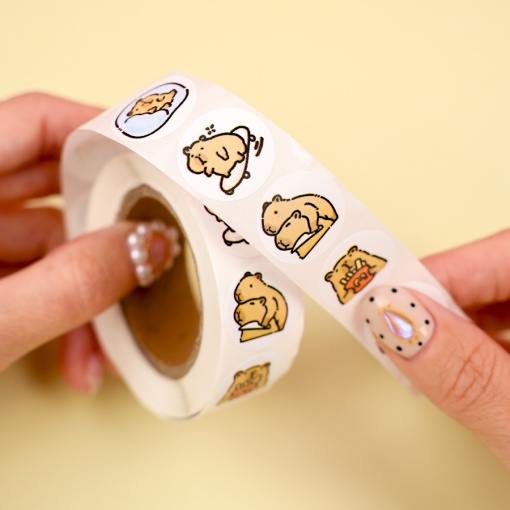 Набор наклеек в рулоне "Капибара" 500шт