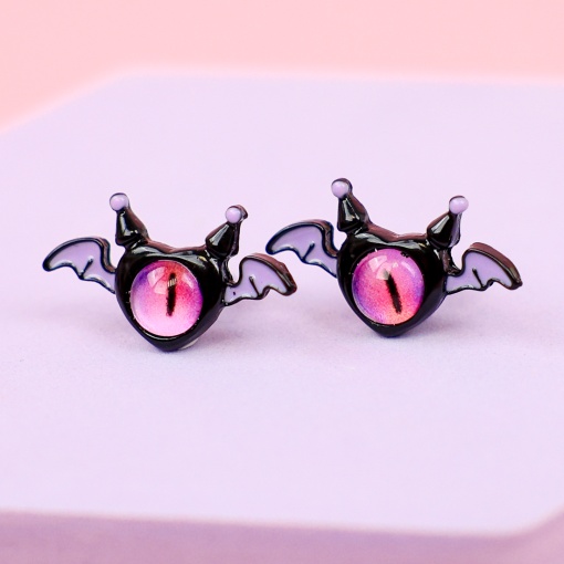 Серьги-гвоздики "Black Monster" №925 черный