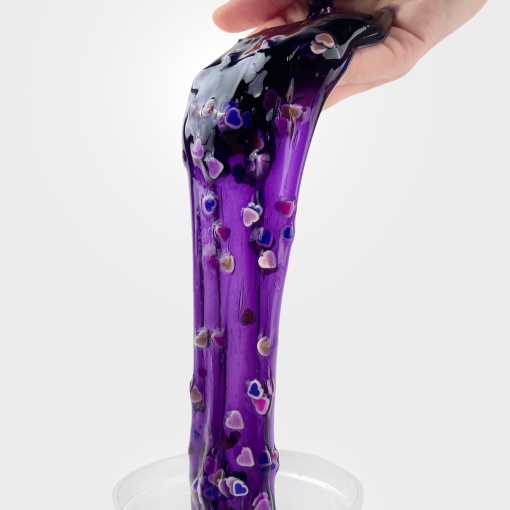 Слайм "Стекло" фиолетовый, с дек наполнителем сердечки, 180гр STORIZ