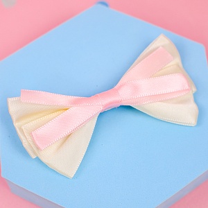 Заколка для волос "Бантик" Розовая лента, кремово-белый 