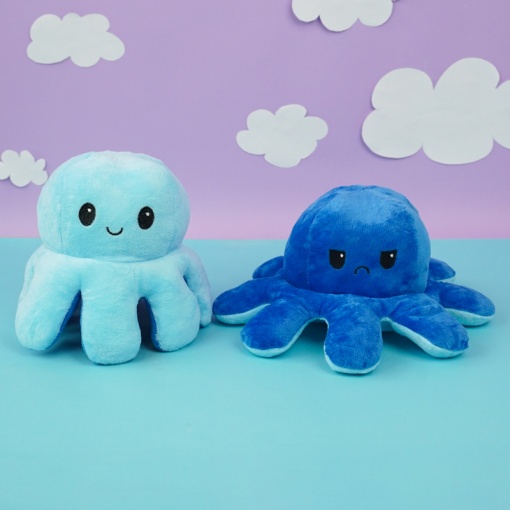 Мягкая игрушка-перевертыш "Осьминожек" синий-голубой, 30см