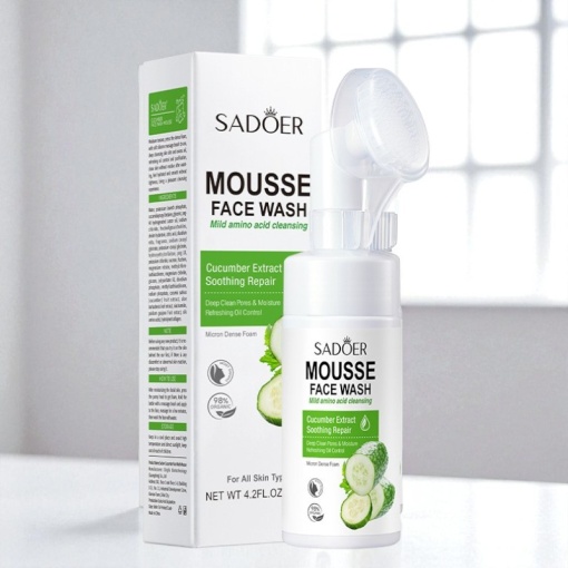Пенка для умывания "Sadoer" с массажной щеточкой, огурец, 120мл