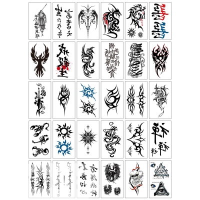 Набор временных татуировок "Characters" O-30, 5.7x9.7 см, (30 шт)