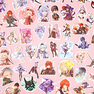 Наклейки для стикер бомбинга "Genshin Impact" D, 50 шт.