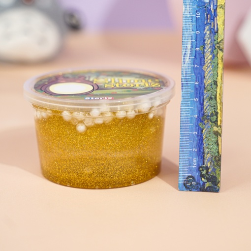 Слайм "Стекло" золотые блестки + шарики 150гр. STORIZ