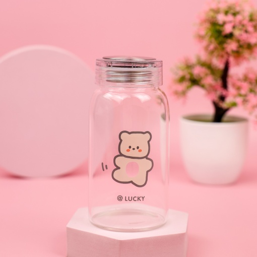Бутылочка прозрачная "Bear" белый, 450мл оптом