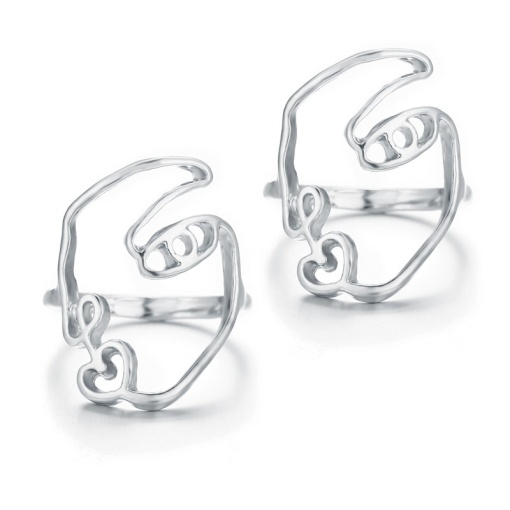 Набор колец "Faces" серебристый