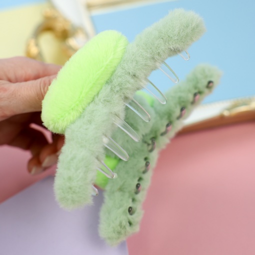 Заколка-крабик плюшевая "Лягушка" 