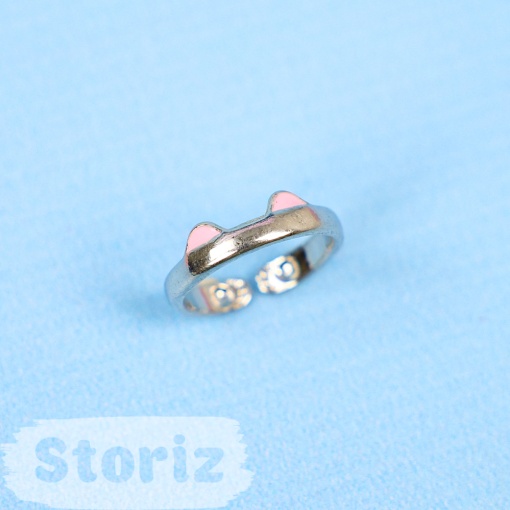 Кольцо "Neko" серебристо-розовый