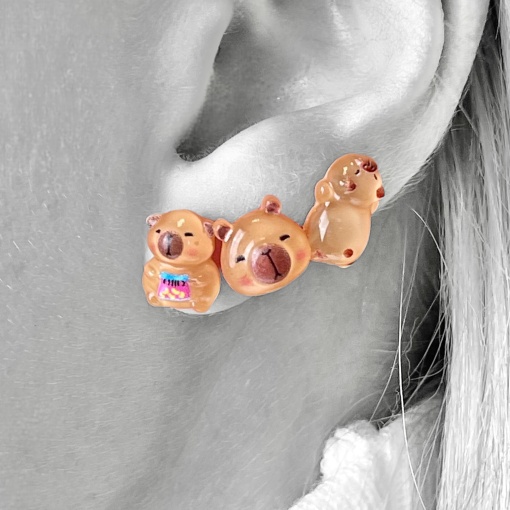 Набор сережек "Капибара" 3шт