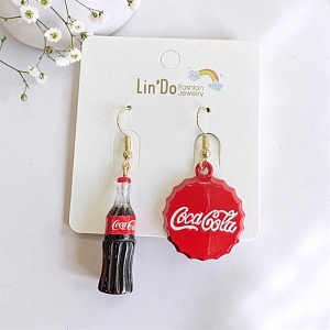 Серьги "Cola mix" красный, 1шт