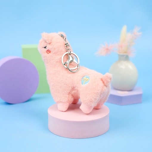 Мягкий брелок "Лама" розовый 12 см