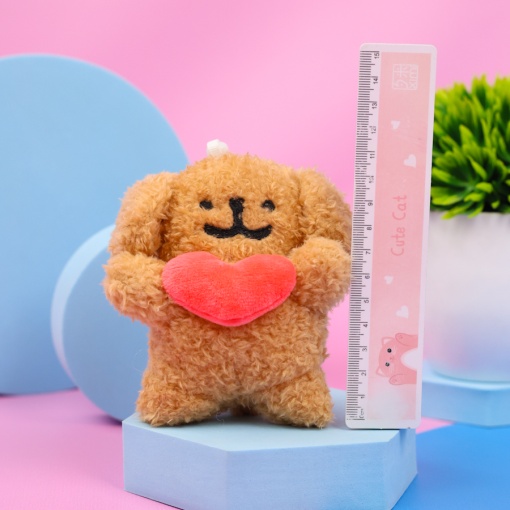 Мягкий брелок "Щенок с сердечком" коричневый