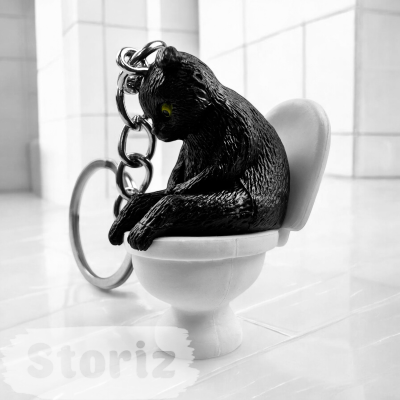 Брелок "Котик на унитазе" черный