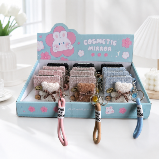 Зеркальце карманное "Plush bear" с подвеской, в ассортименте 1шт