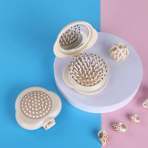 Расческа складная с зеркалом "Дерево" бежевый