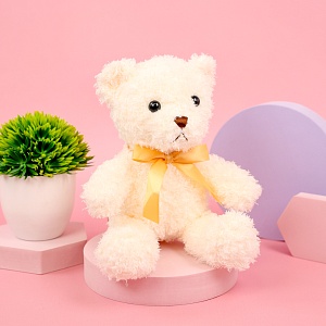 Мягкая игрушка "Мишка с бантиком" кремово-белый, 30см
