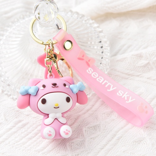 Брелок "Мело", searry sky с бантиком, розовый