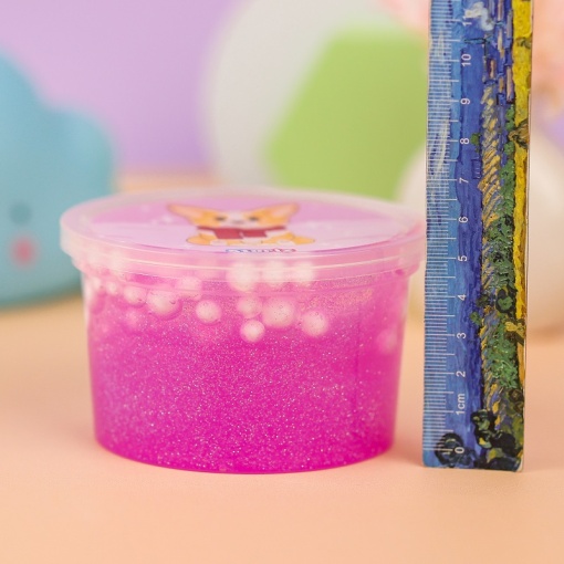 Слайм "Corgi" малиновые блёстки + шарики, 150 гр. STORIZ