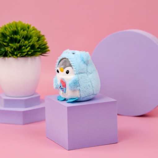 Брелок мягкий "Пингвин в костюме" голубой 10 см