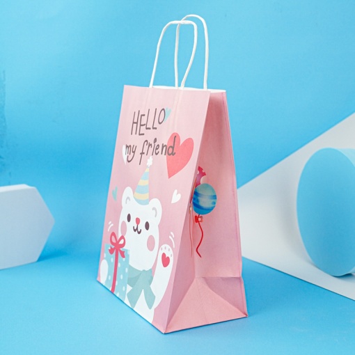 Подарочный пакет "Медвежонок" розовый, 27x21x11 см