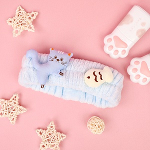 Повязка для волос "Котейка" голубой