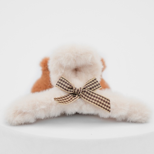 Заколка-крабик плюшевая "Капибара-Бантик"