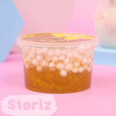 Слайм "Стекло" №1 золотые блестки + шарики 150гр. STORIZ