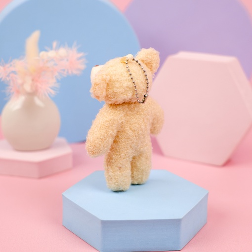 Мягкий брелок "Мишка с сердечком" бежевый, 10см