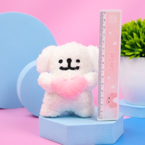 Мягкий брелок "Щенок с сердечком" белый